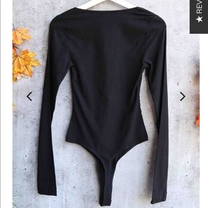 Free People Tops - NEW Free People Black Long Sleeve Thong Bodysuit Free People Tops - NEW Free People Black Long Sleeve Thong Bodysuit